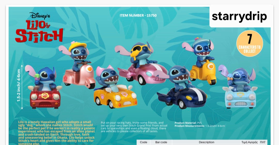 ΚΩΔ.25-15750. Φιγούρα Disney Stitch Σε Επτά Σχέδια. Διαστ.4-6εκ.