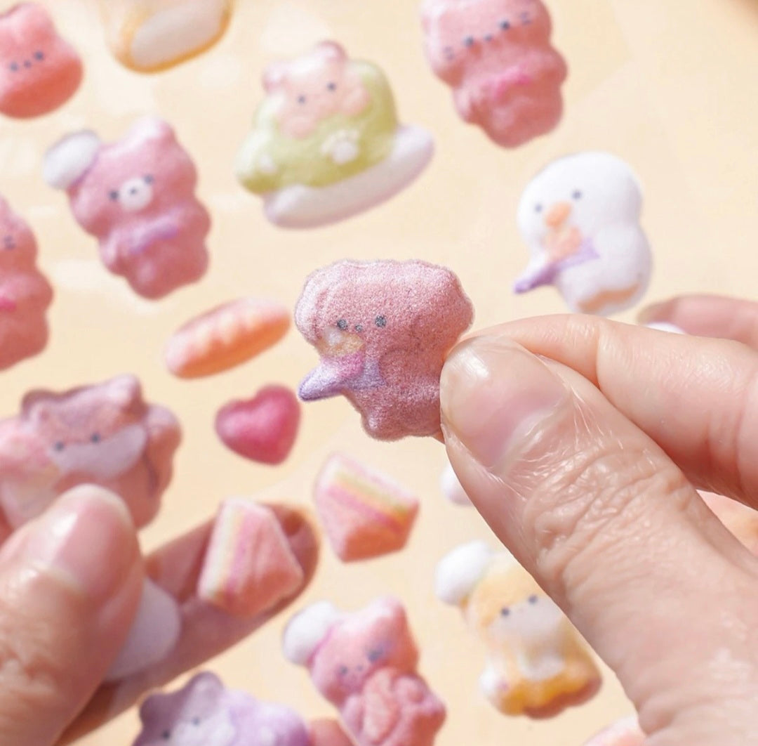 Pencilia Flocked Stickers.