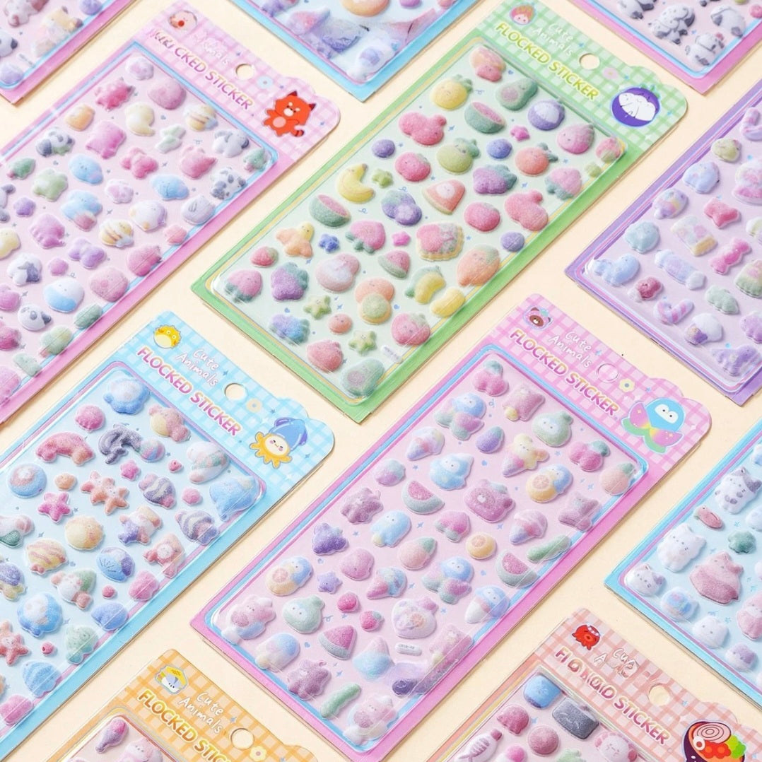 Pencilia Flocked Stickers.