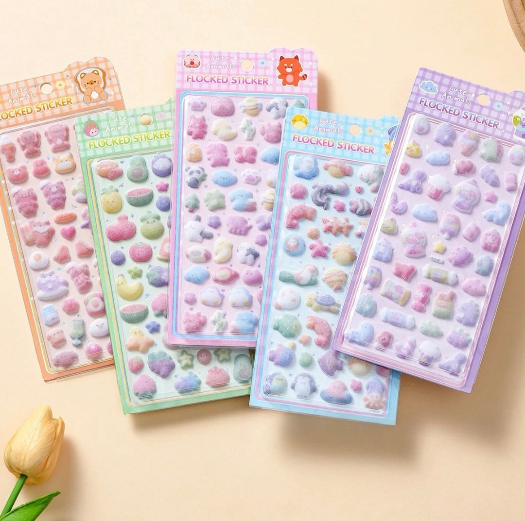Pencilia Flocked Stickers.